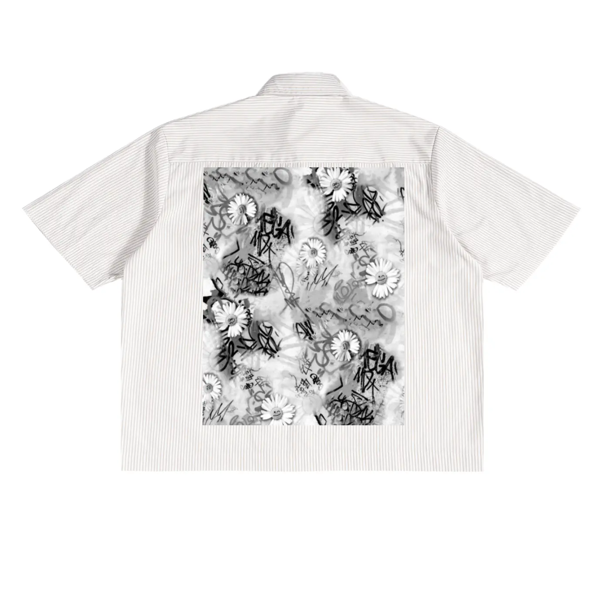 Oversized "Rebel with a Cause" Vertical Stripe Boxy Shirt - Soft Static