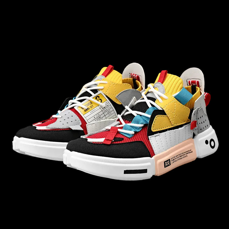 Patchwork Knit Running Sneakers – Cushioned Comfort - Soft Static