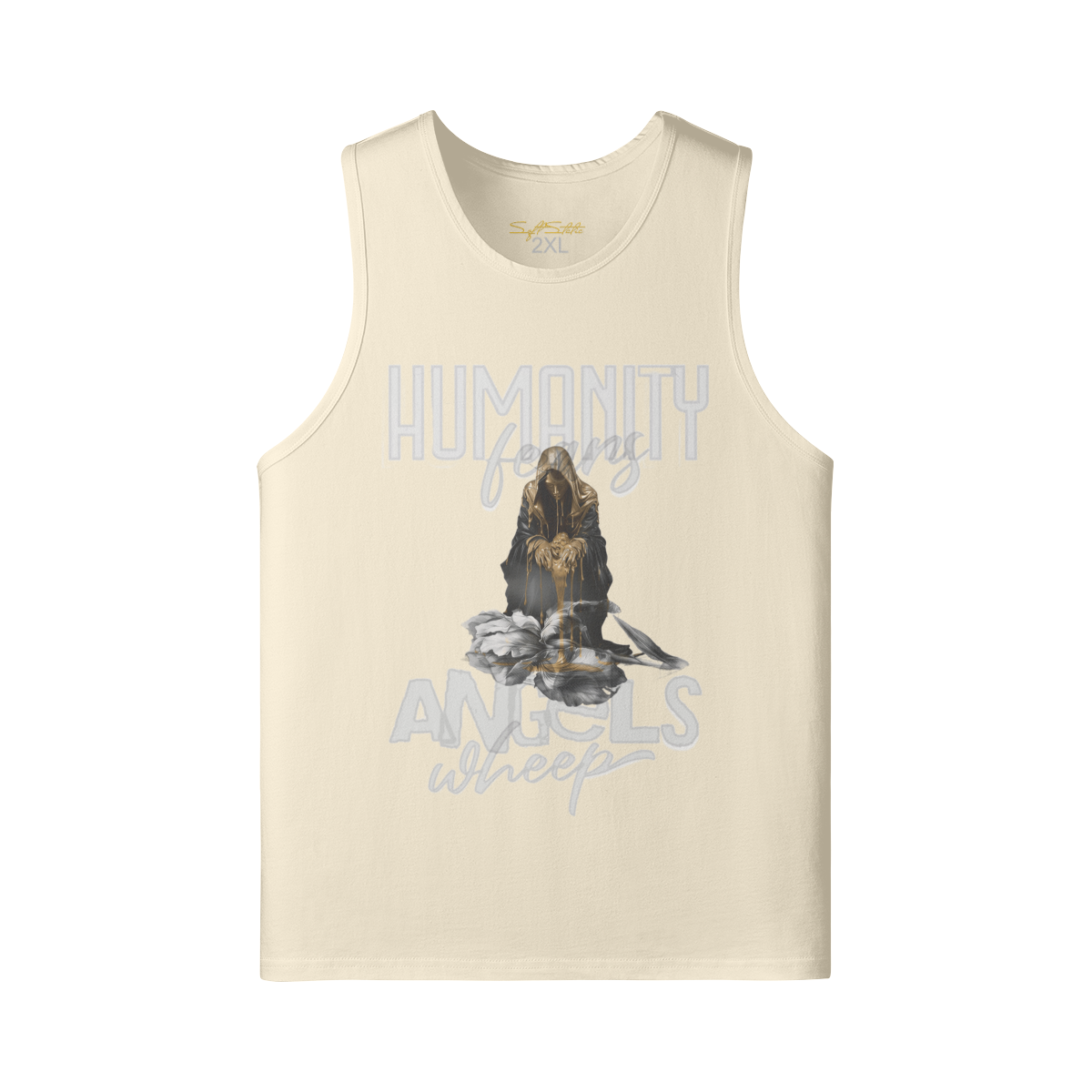 Oversized Cotton Muscle Tank Top – Longline Relaxed Fit - Soft Static