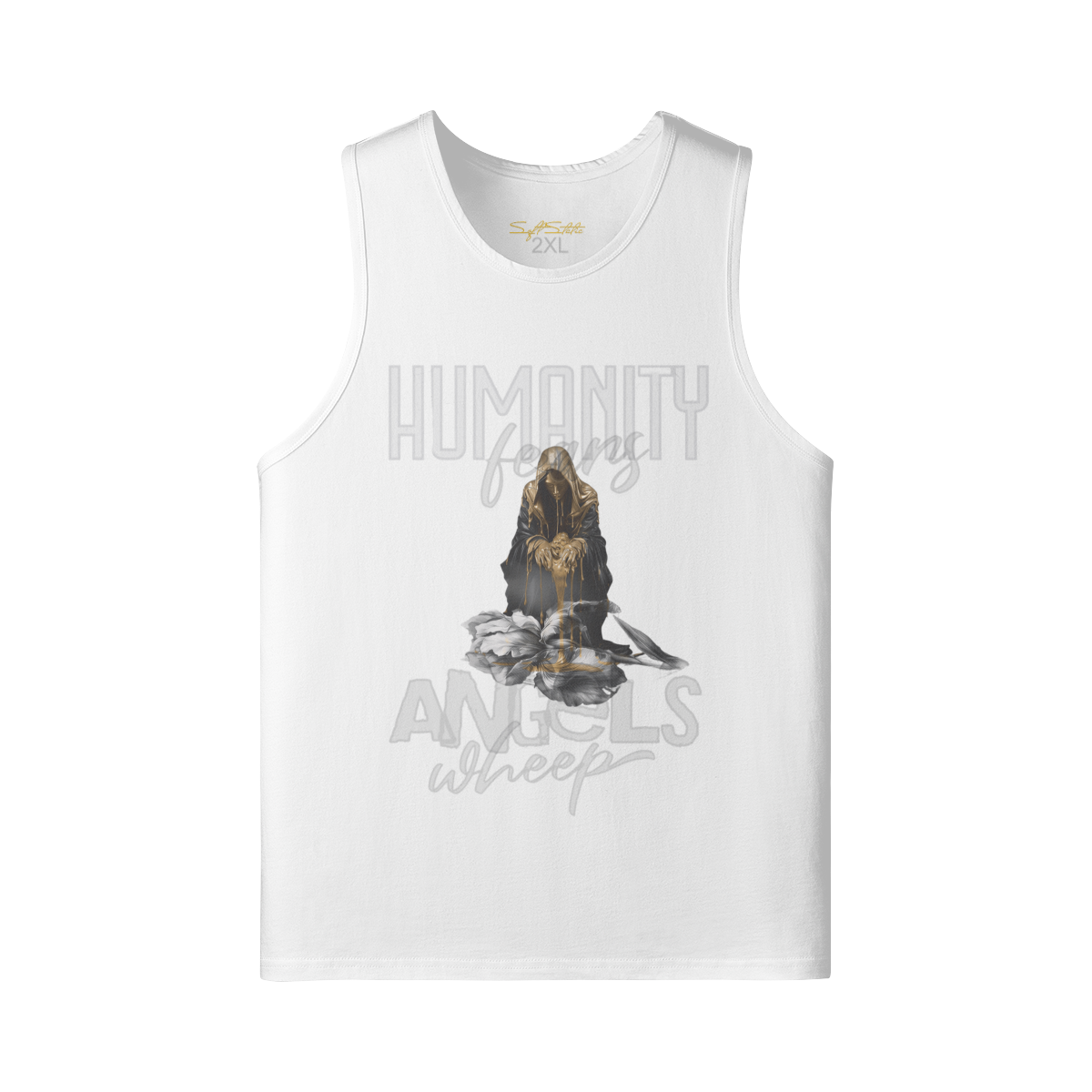 Oversized Cotton Muscle Tank Top – Longline Relaxed Fit - Soft Static