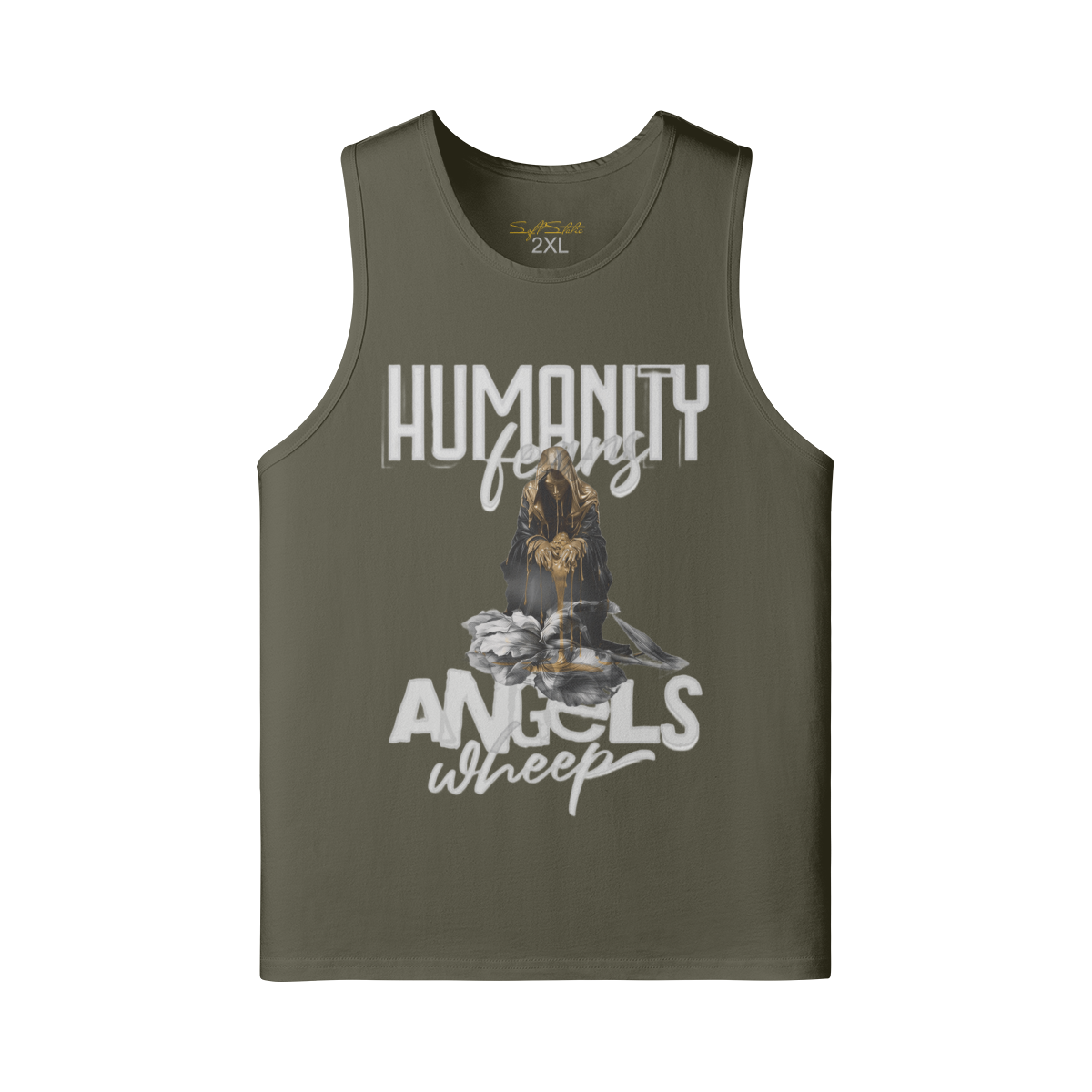Oversized Cotton Muscle Tank Top – Longline Relaxed Fit - Soft Static