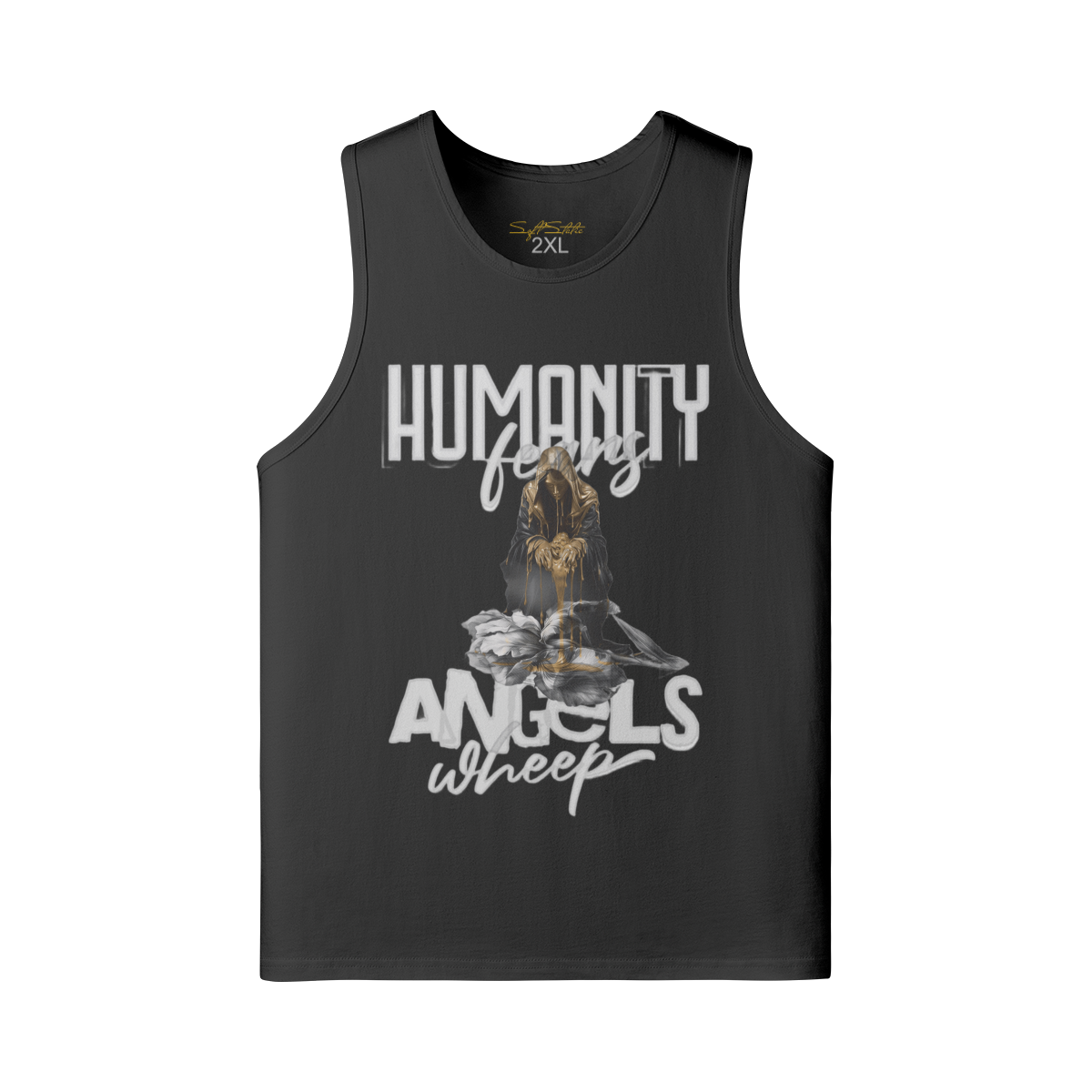 Oversized Cotton Muscle Tank Top – Longline Relaxed Fit - Soft Static