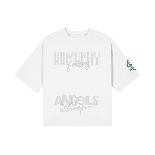 Humanity Fears Angels Weep Graphic Oversized T-Shirt - Soft Static